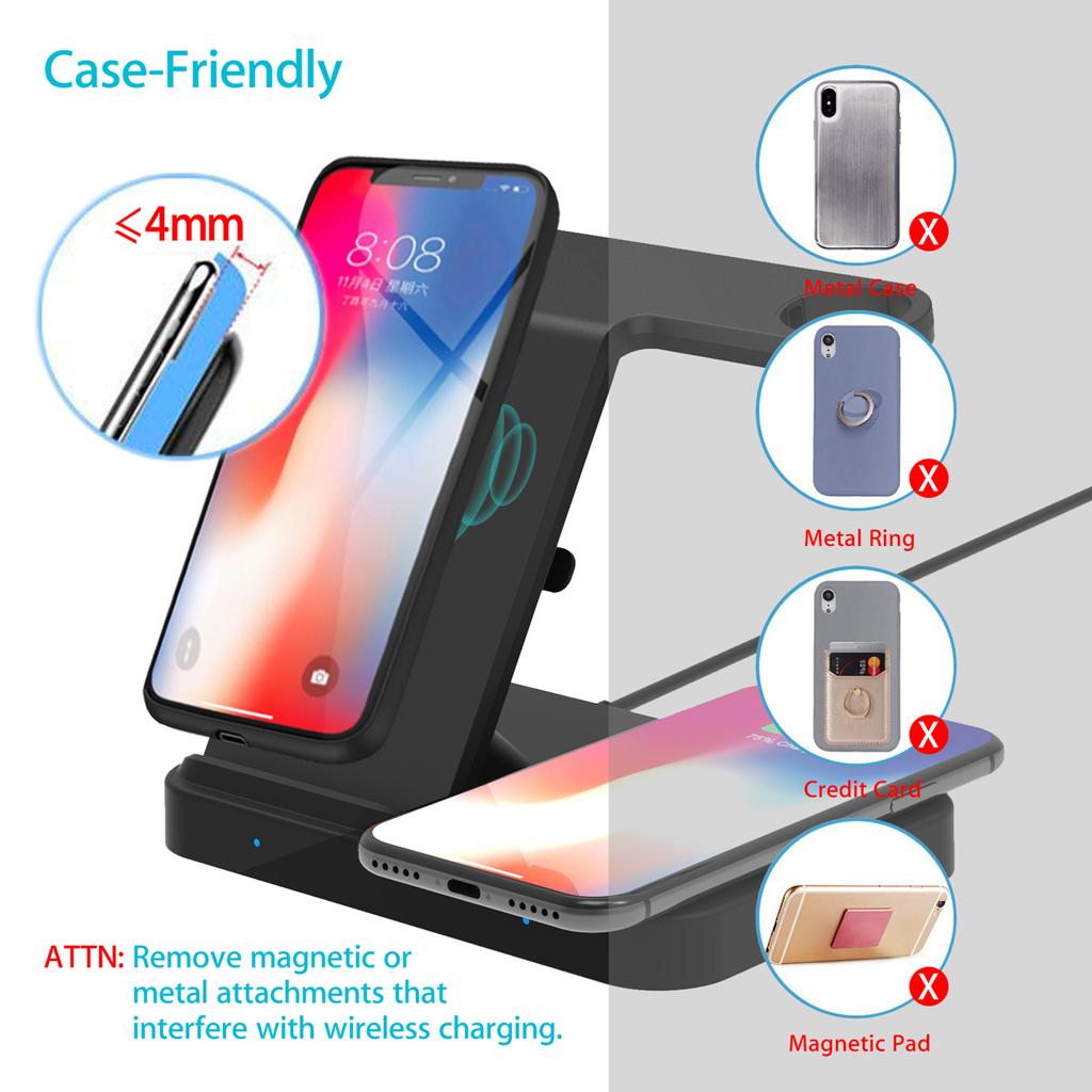 F16 Wireless Charger 5 In 1 Wireless Charging Station for Multiple Devices 15W Fast Charging Dock