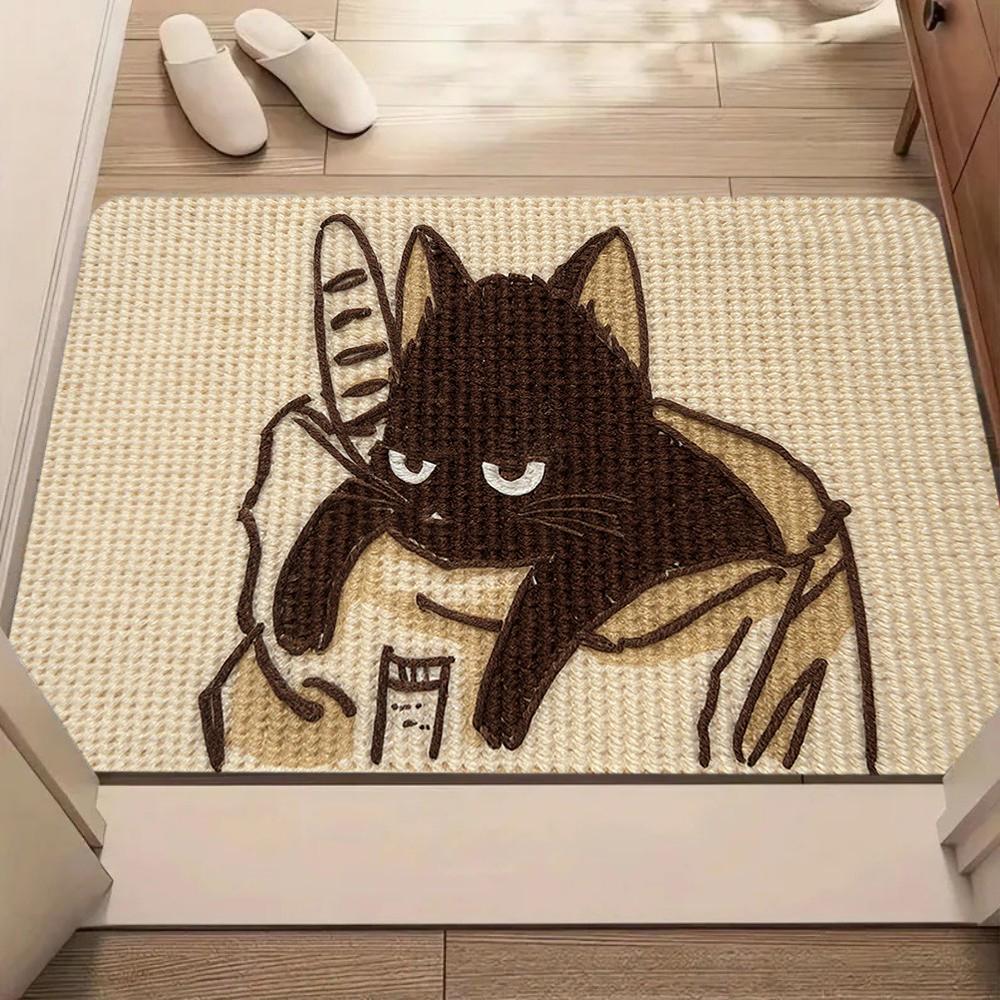 Cute Cartoon Cat Pattern Carpet Mat Rug Soft Non Slip Floor Mat for Living Room Bedroom Home Decoration Floor Mat Welcome Mat