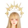 Lolita Corona Aureola Solare Fascia per Capelli Catena di Perline con Nappe Ali d'Angelo Fascia con Spine di Rosa Gotico Vintage Diadema Mary Barocco Copricapo