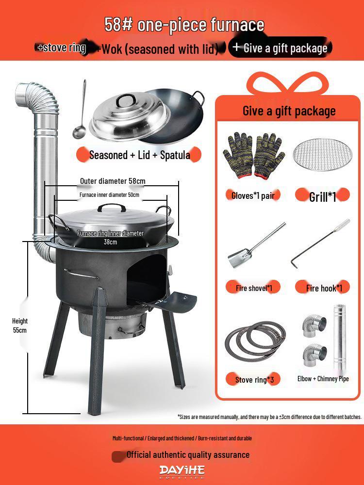 Portable Outdoor Camping Firewood Stove - Large Pot and Child Ground Pot Compatible