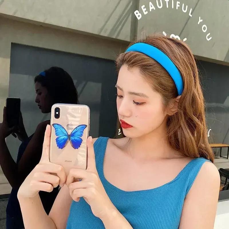 Girl's Fashion Candy Color Simple Solid Sponge Headband Girls Vintage Knit Hair Bands Soft Hairband Elastic Accessories Gifts