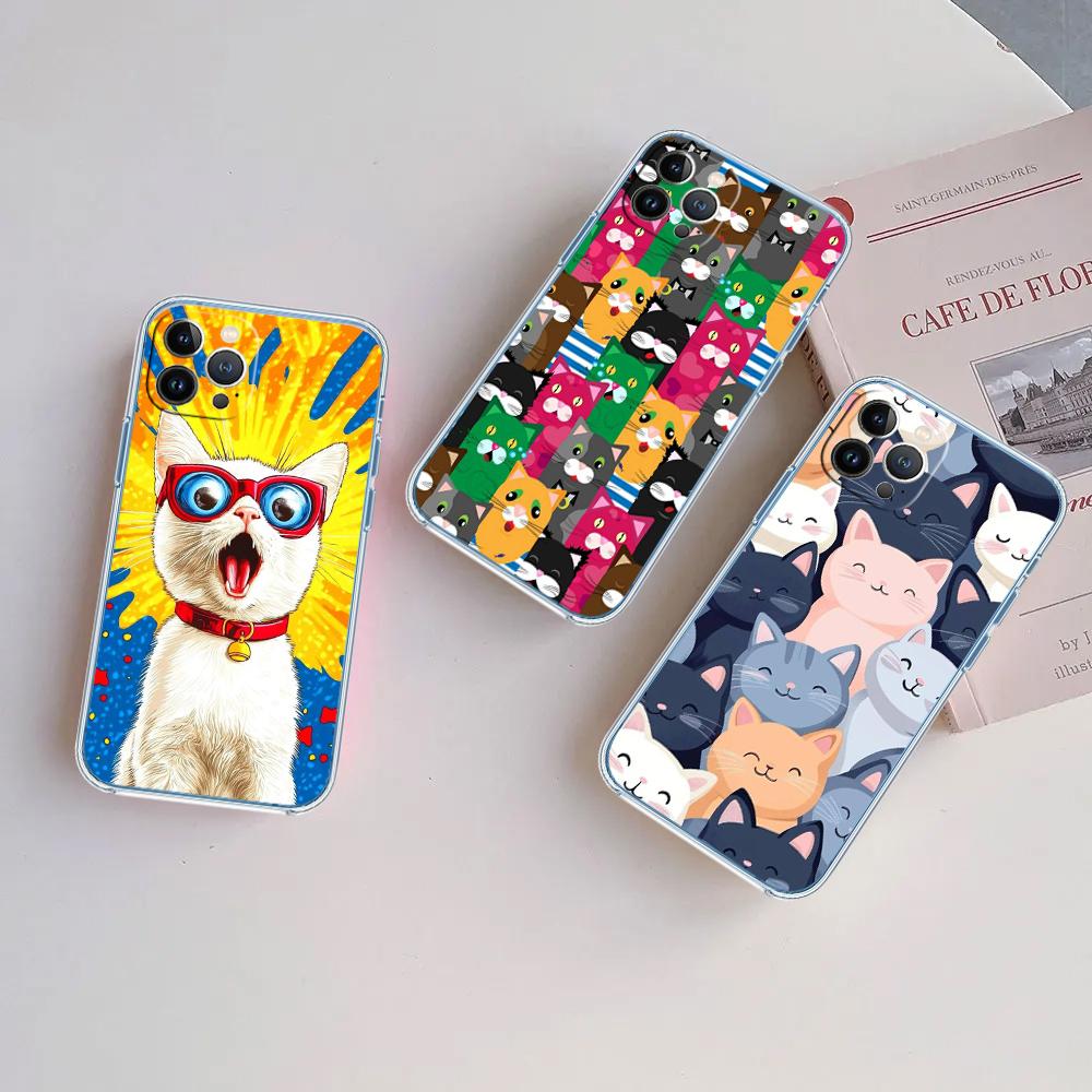 FM15 Cat Kitten Meow Soft Shell Transparent Phone Case for Samsung Galaxy A04 A04S A14 A23 A34 A54 M23 M33 M52 M53
