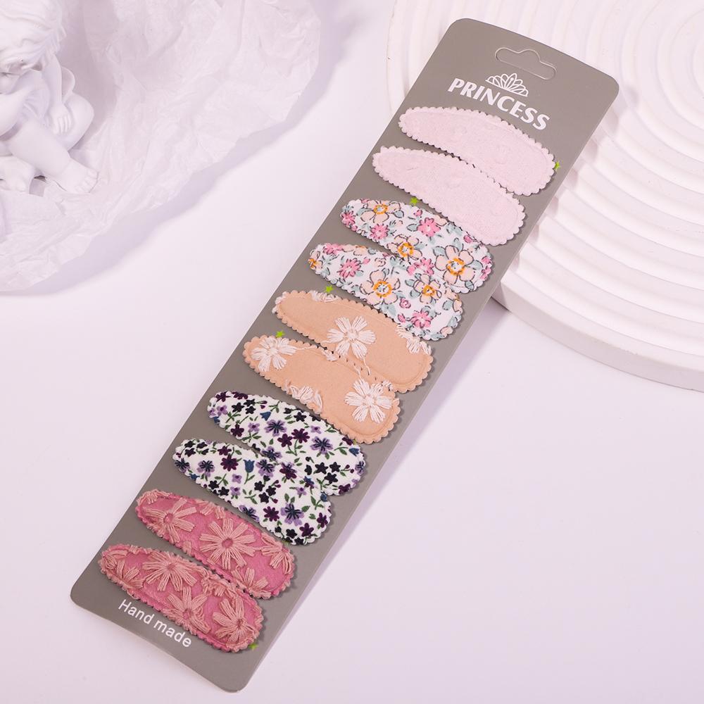 10Pcs/set Women Sweet Embroidery Print Waterdrop Shape Hair Clips For Cute Girls Hairpin Barrette Headwear Kids Hair Accessories