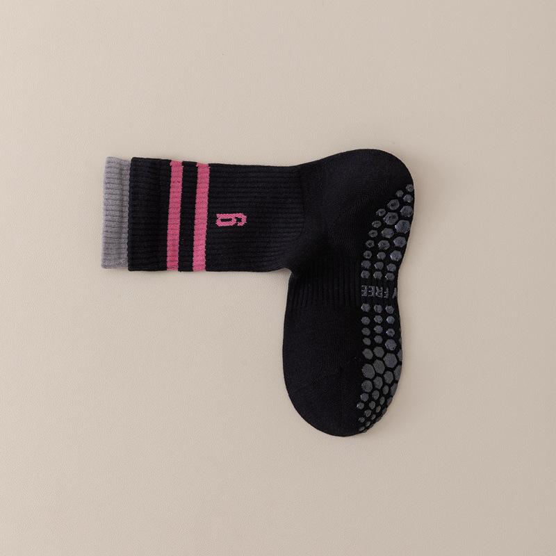 

5pair Yoga Socks Women S Medium Tube Silicone Non-Slip Floor Socks Indoor Pilates Dance Socks Women S Double Luo Kou Sports Women S Socks One size fits all чорний