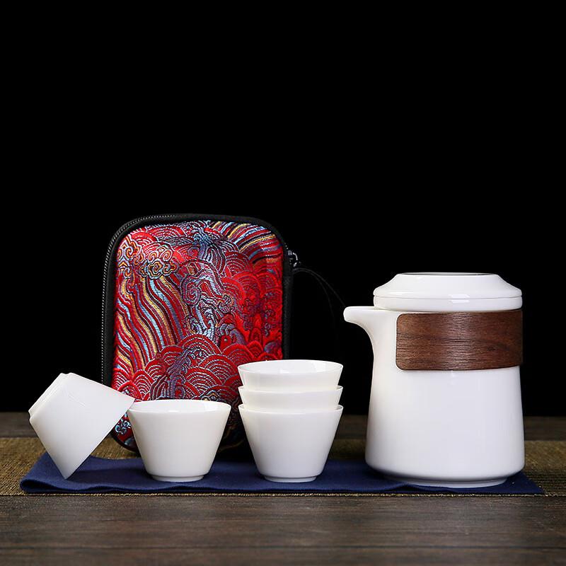 Qingsongshe Mutton-fat Jade White Porcelain Travel Tea Set