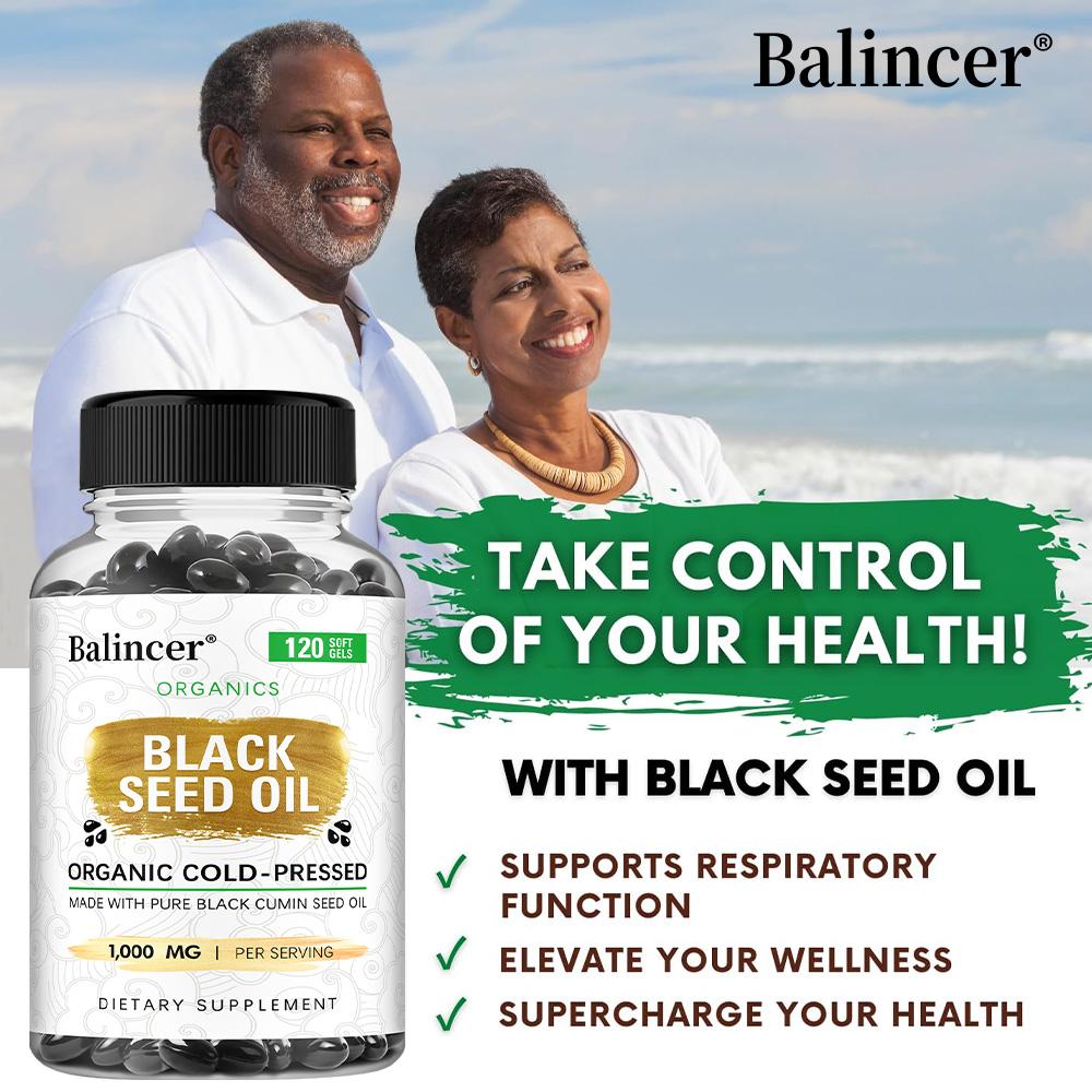 Balincer Black Seed Oil Softgels, 1000mg, 120 Count, Organic Cold-Pressed