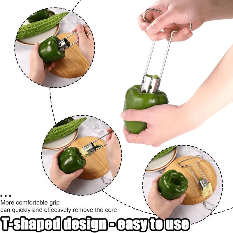 1/2Pcs Kitchen Tools T-Shaped Stainless Steel Corer Fruit Pitter For Olive Date Peach Kitchen Accessories
