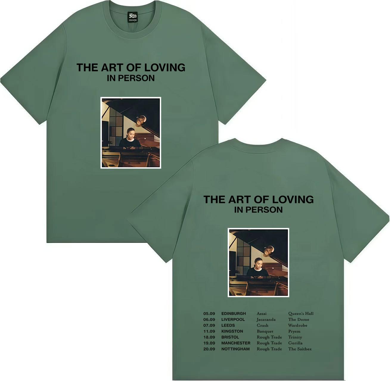 

Singer Olivia Dean Gothic Graphics Print The Art of Loving Tour Tshrit Fashion Oversized Tee Mens Women Pure Cotton Cozy Tshrits M