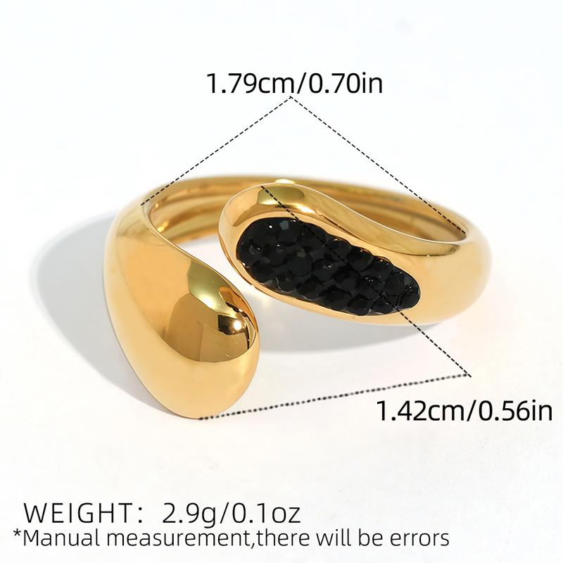 Bague d'ouverture en acier inoxydable en forme de goutte d'eau pour femmes, simple, colorée, zircon, géométrique, réglable, bague de doigt, rendez-vous, zircon
