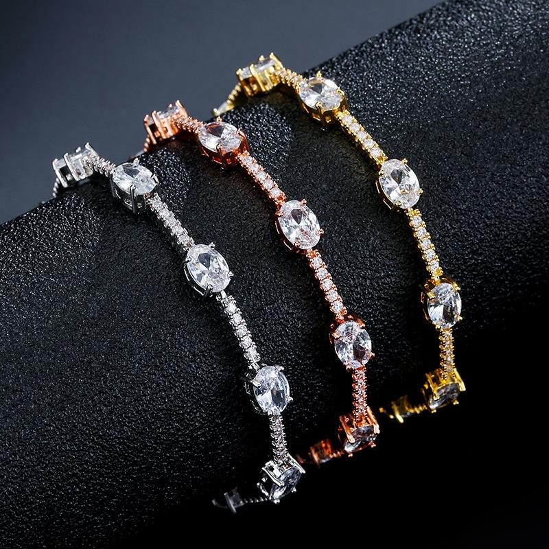 RAKOL Cross-border Supply, European and American Fashion Classic Micro-inlaid Oval Zircon Bracelet, Women's Exquisite and Versatile Bridal Jewelry