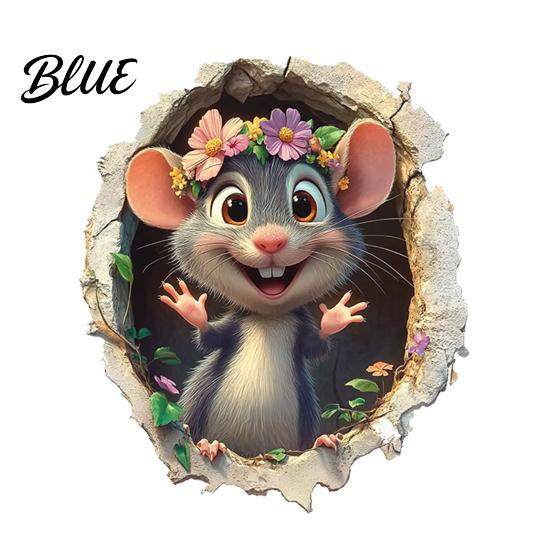 Cute Mouse Wall Stick Decal Sticker Easy Realistic Art 3D Peel And Waterproof Home Renovation Decals PVC for Bedroom