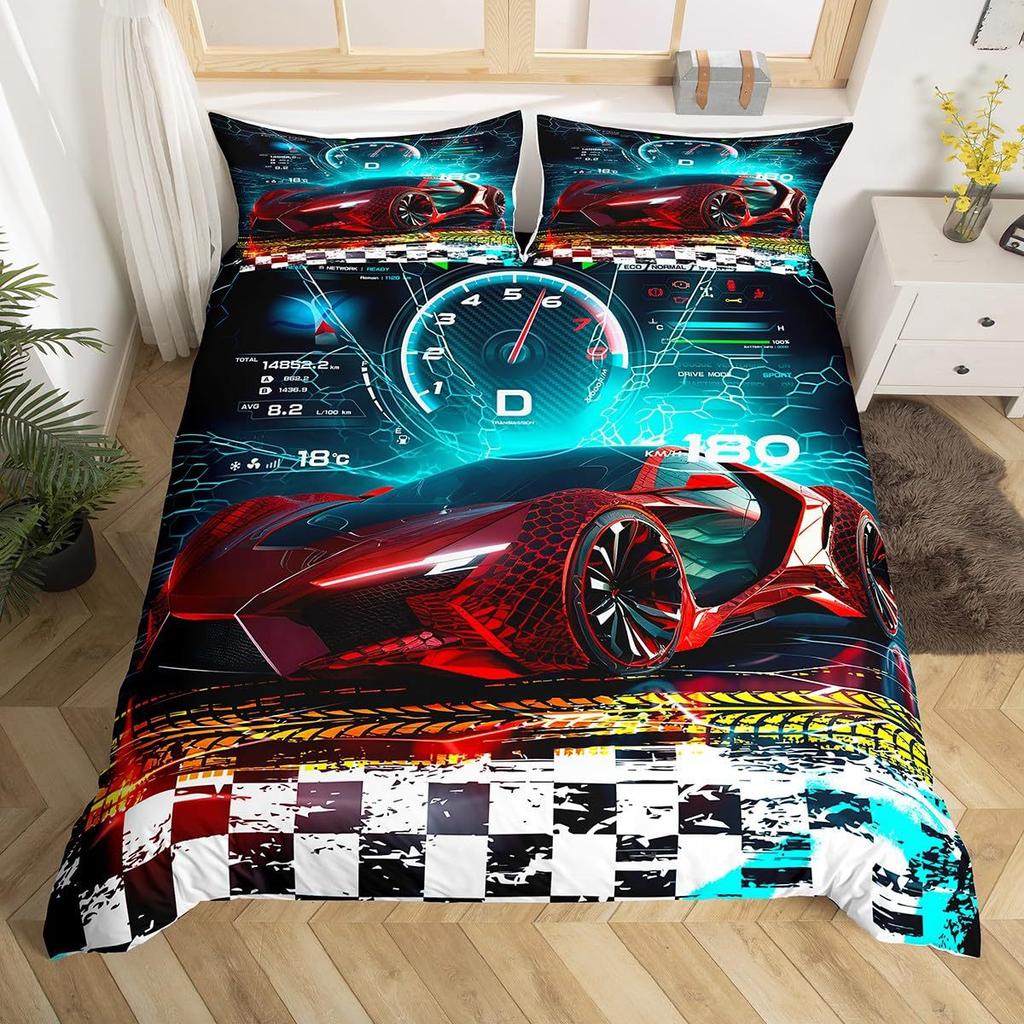 Off-Road Motorcycle Rider Three-Piece Quilt Cover 3D Digital Printing Bedding Set Bed Cover
