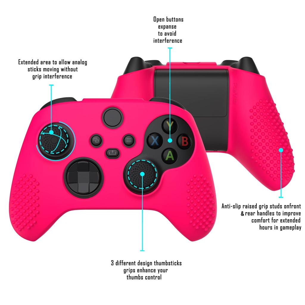 eXtremeRate PlayVital 3D Studded Xbox Series Controller Silicone Cover Skin with 6 Black Thumb Grip Soft Rubber Case Protector for Xbox Core Wireless