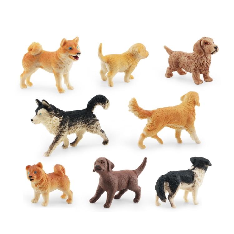 Dog Figurines Playset Hand Painted Plastic Dog Realistic Detailed Puppy Figures