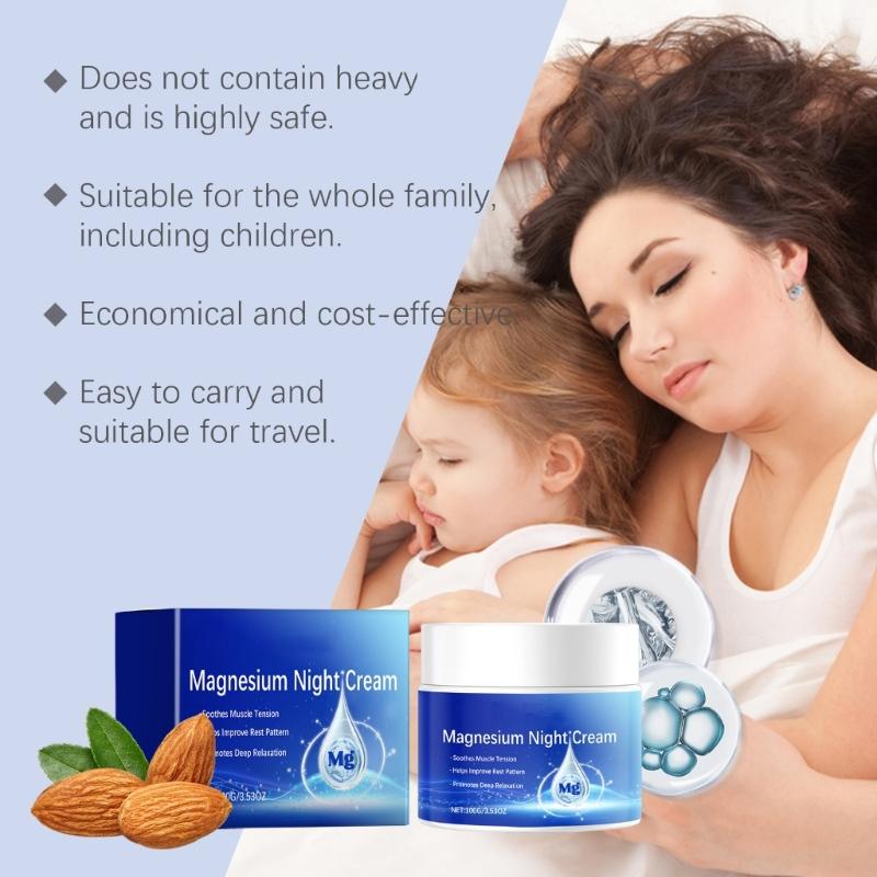 Natural Topical Magnesium Cream for Sleep,Nighttime Magnesium Lotion for Neck Shoulder and Leg Deep Relaxation Lotion