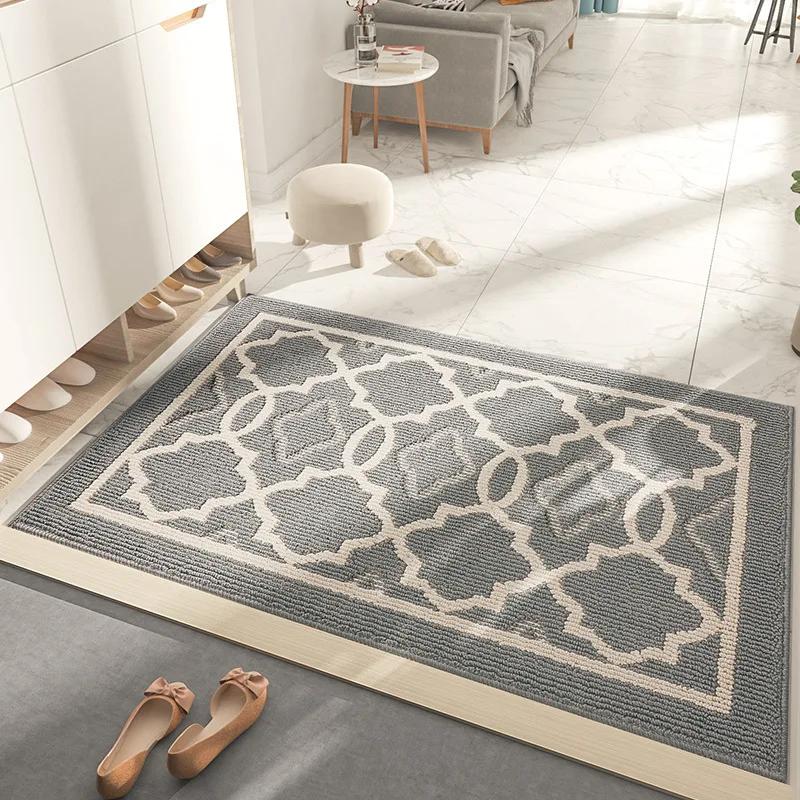 

European Style Door Mat Classic Geometric Pattern Door Carpet Dust Removal Foot Mat Non-slip Wear-resistant Floor Mat Outdoor 50x80cm світло-сірий колір