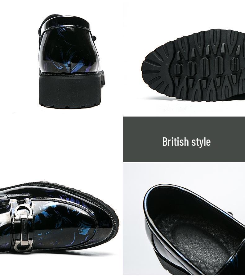 Men's British-Style Hidden Heel Patent Leather Shoes - Korean Trendy Casual & Versatile
