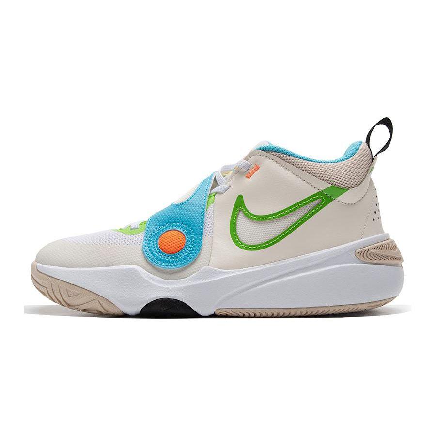 Nike Team Hustle D11 GS Pale Ivory Action Green Kids Sneakers Cream White Sanddrift FN8904-131