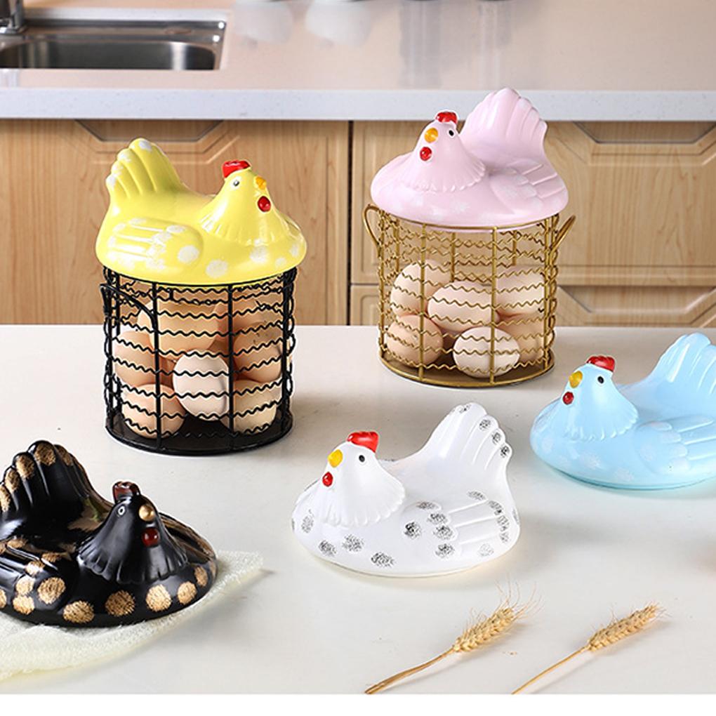 Vintage Wire Egg Storage Basket Chicken Shape Fruit Organizer For Kitchen Organization Fruit Basket