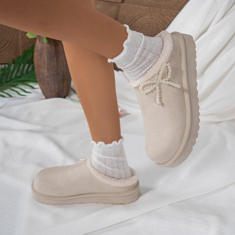 Women's Large Size Winter Warm Padded Lining Waterproof Ankle Boots Non-slip Outdoor Shoes Hiking Cotton Slippers