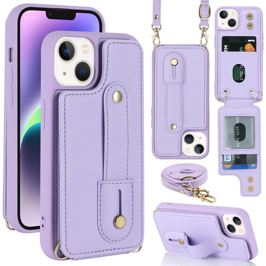 Crossbody Wristband Wallet Leather Cards Solt Case for iPhone 17 16 Pro Max 15 14 12 13 XS Plus SE 2022 Pocket Purse Lanyard Bag