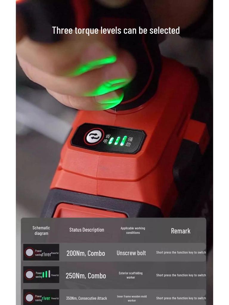 Dayou 5733 Electric Wrench - 350 Large Torque, Lithium Battery, Auto Repair Tire Impact Tool