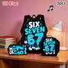 Set Zaino con Stampa Numero 67 Cartone Animato 3 Pezzi Leggero Grande Capacità Borsa Scolastica Borsa da Viaggio con Borsa a Spalla Astucci Regalo