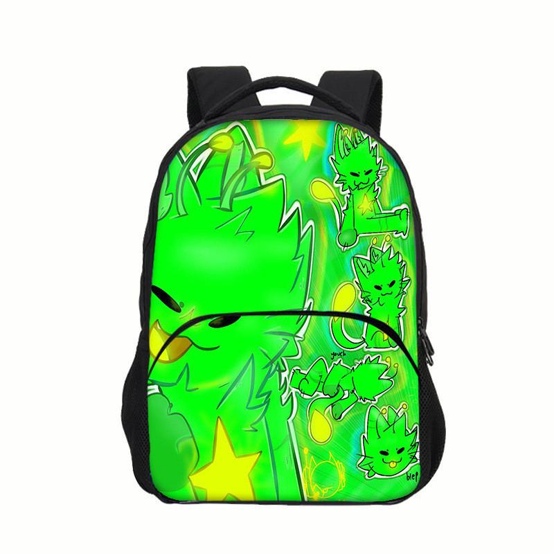 Regretevator Gnarpy Green Cat Backpack With Printed Design For School Use