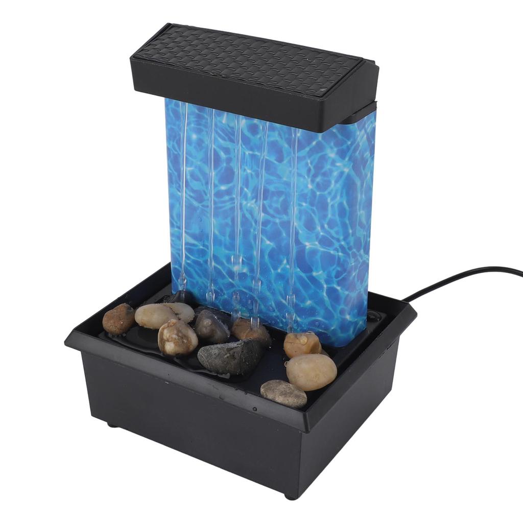 Indoor Water Fountain With Natural River Rocks LED Lights Lighted Waterfall Tabletop Fountain for