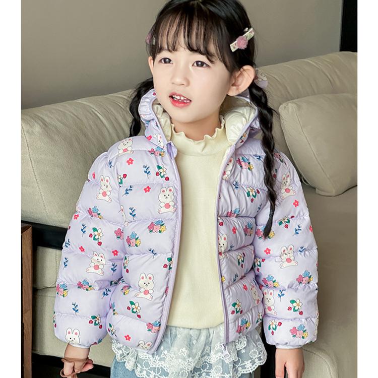Foreign Style Winter Baby Girl Thickened Short Cotton-padded Jacket Girls' Warm Cotton-padded Clothes Children's Autumn Pink Tie Dye Printing Coats