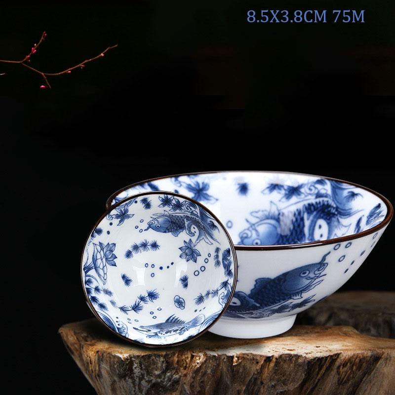 Retro Chinese Ceramic Tea Set Tea Set Small Tea Cup Single Cup Blue and White Porcelain Cup Chazhan Personal Cup Bowl Master Cup