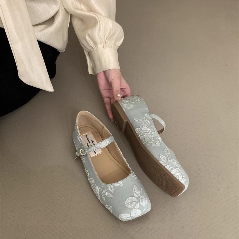 

Розовые балетки в стиле ретро с вышивкой женские туфли с ципао 2025 простые туфли Doudou на мягкой подошве 40 небесно-голубой