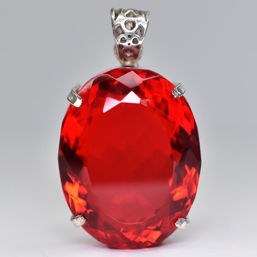 Natural Red Ruby Pendant 40 +ct Pigeon Blood 925 Silver Loose Gemstone for Jewelry Making and Crafts