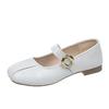 2025 New One-word French Retro Versatile Soft Sole Square Head Commuter Shoes Mary Jane Shoes Light Mouth Small Leather Shoes
