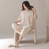 Short-sleeved Cropped Pants Pajamas Women's Spring and Summer New Pure Cotton Summer Thin Large-size Loungewear Suit