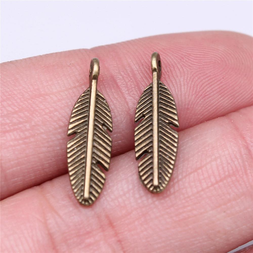Feathers Leaf Nature Charm Antique Bronze Zinc Alloy Jewelry Making Supplies Bracelet Making Style Pendants