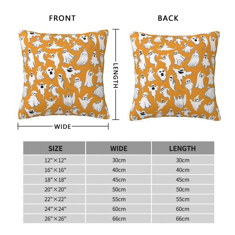 Halloween Horror Orange Ghost Pattern Pillowcover Decoration Cushions Cover Throw Pillow Case for Living Room Double-sided