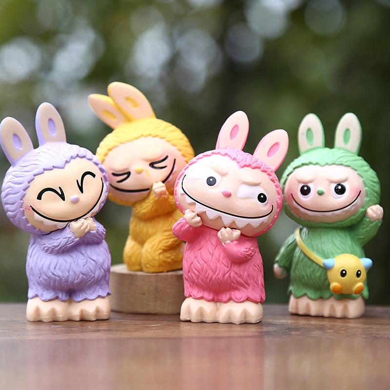 1 Piece Kawaii Toys Surprise Cute Labubu Figure Pendant Face Changing Doll Cartoon Anime Macarone Birthday Cake Decoration