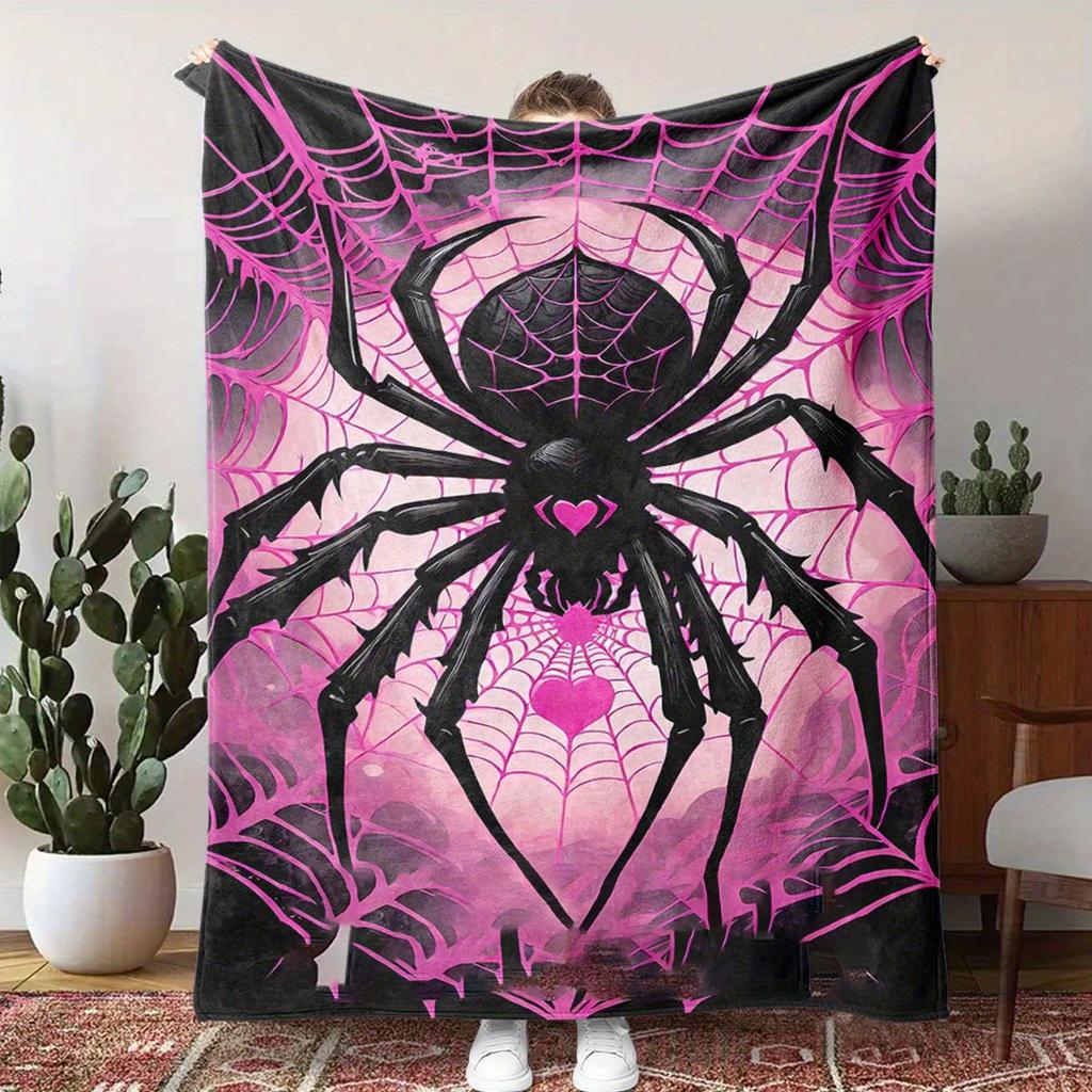 Comfortable Retro Halloween Themed Pumpkin and Bat Patterned Flannel Blanket Soft and Warm Multifunctional Ideal Gift Blankets