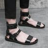 Mode Neue High Top Herren Echtleder Sandalen Britischer Stil Lässige Leder Plateau Strandschuhe Mode Komfort Flache Designer Pantolette