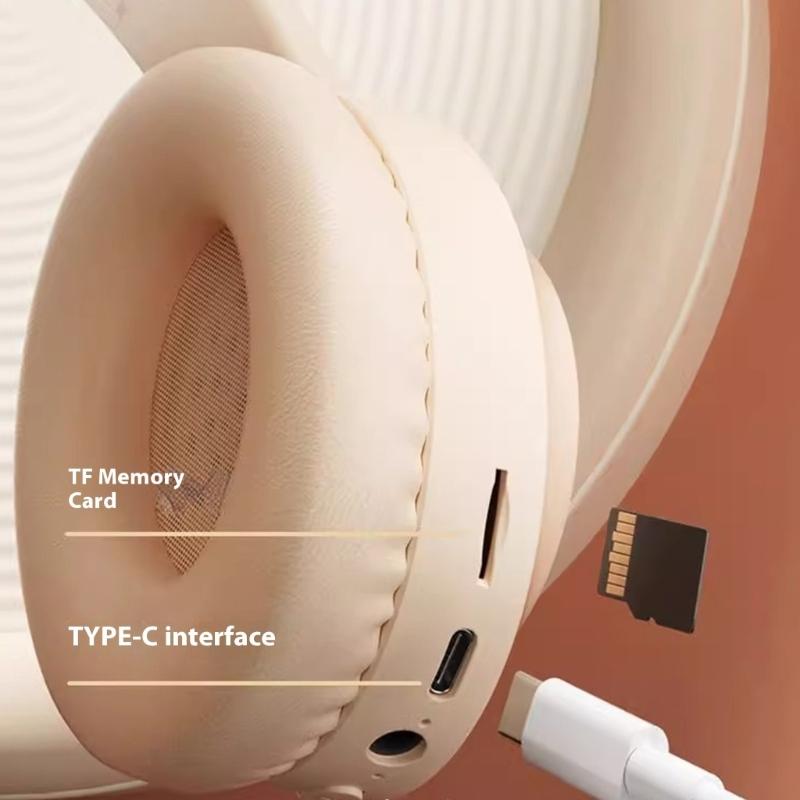 Bluetooth-compatible Headphone Over Ear Wireless Headphone with Microphone LED Light Foldable Headsets Deeper Bass