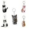 Lovely Cat Keychains Cow Cat British Shorthair Acrylic Pendant Children Funny Keychains Girl's Schoolbag Ornament