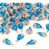 Cheriswelry 24Pcs Faceted Glass Teardrop Alloy Pendants Rhinestone Crystal Water Drop Dangle Charms 12 Colors 20x16x5mm for Necklace Bracelet Earring
