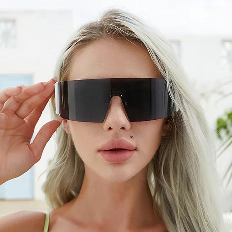 Non-polarized Rimless Sunglasses Women Men Stylish Punk Glasses Y2k Eyelasses Brand Designer One-Piece Frame Daily Stylish Accessories