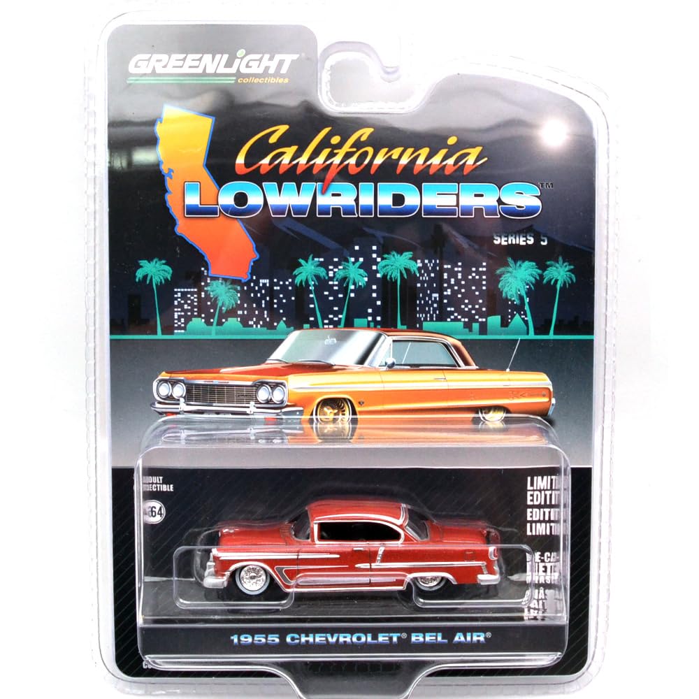 GREENLIGHT Масштаб 1:64 Серия калифорнийских лоурайдеров 5-1955 Chevrolet Bel Air 63060-B