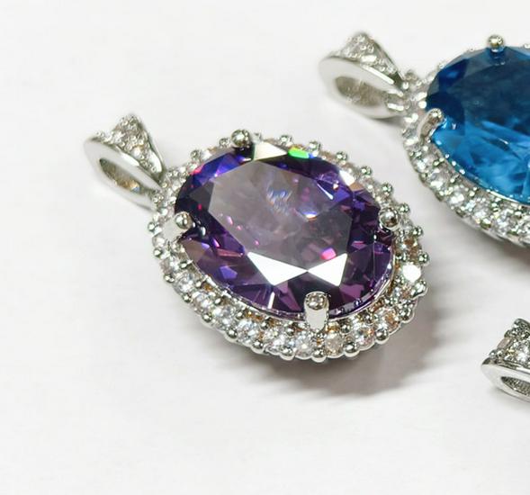 Высококачественное цветное циркониевое ожерелье-кулон Gusen - Овальное DIY украшение для женщин