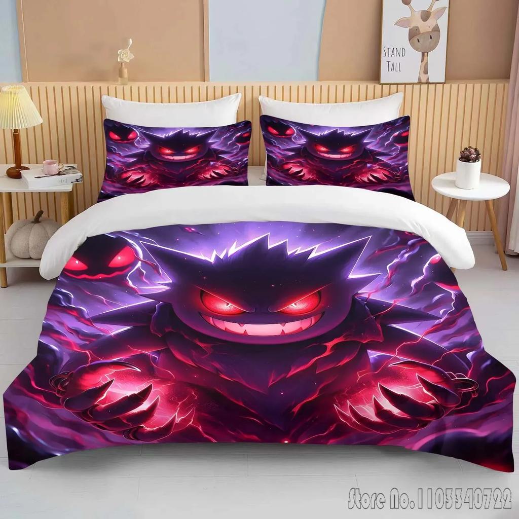 Anime Pokemon Gengar 3D Tištěný Dětský Povlečení Sada Dětské Povlaky na Peřinu Sada Ložní Prádlo Twin Jednolůžko King Děti Dospělí Dárek