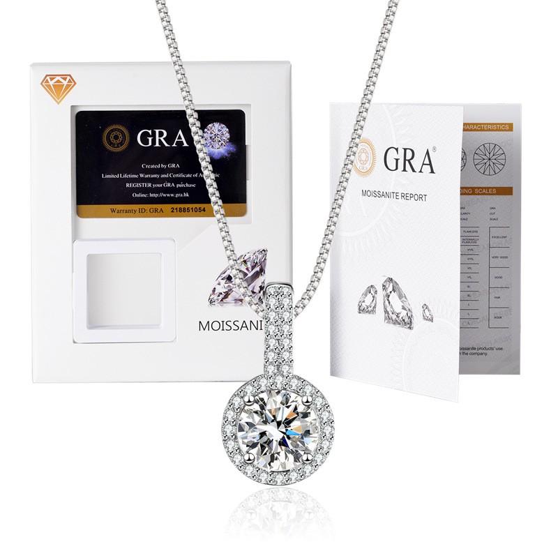 Elegant Moissanite Pendant Necklace With Thick White Gold Plating Hexagonal Crown Design Box Chain 21-50cm Adjustable Length