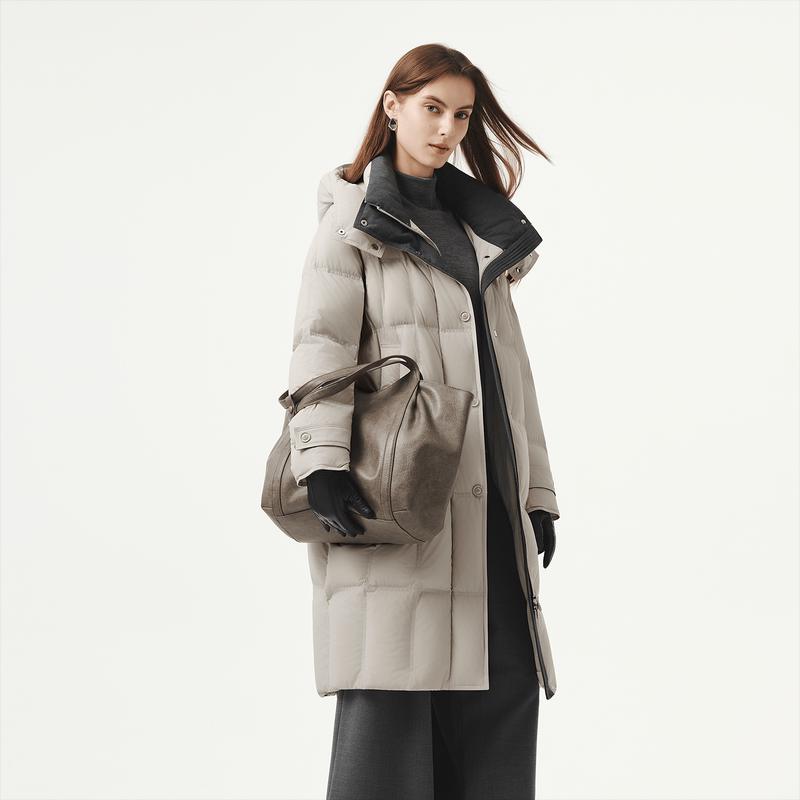 Tanboer Women's Mid-length Detachable Hood Down Jacket 5520818Z