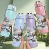 1PC Deer Snow Winter Forest Print 750ml Color Plastic Sports Water Bottle Leakproof Flip Straw Lid Suitable for Sports Office Home Use
